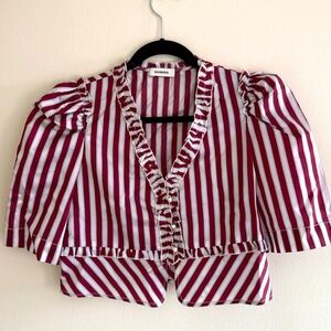Sandro Ruffled Striped Shirt